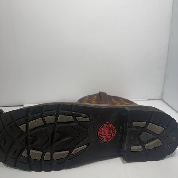 Justin Work Boots Men 13D Steel Toe Western Leather Brown Pull-On ASTM F2413-11 - Picture 7 of 8